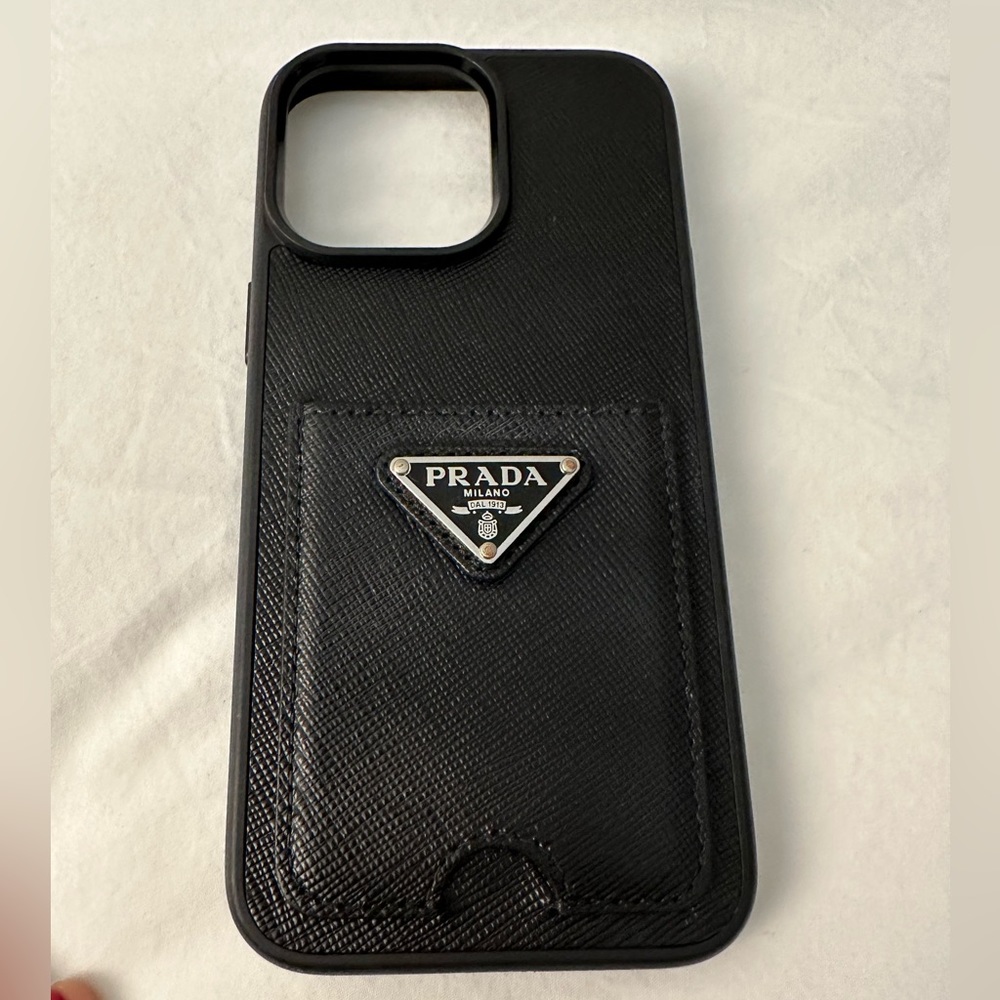 100% authentic black Prada iPhone 14 pro max case.
